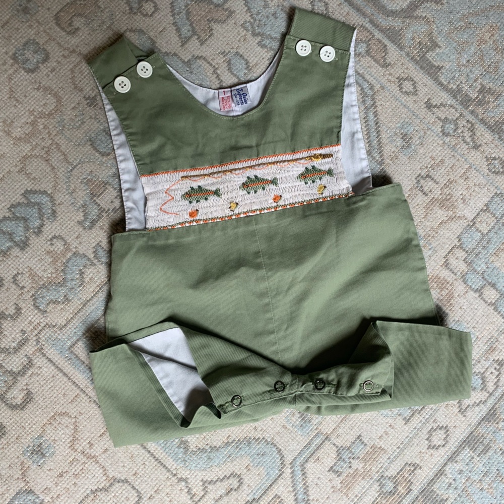 🎣 Smocked Fish John John - 12 months - Picture 2 of 9